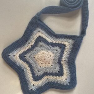 y2k blue crochet star tote bag